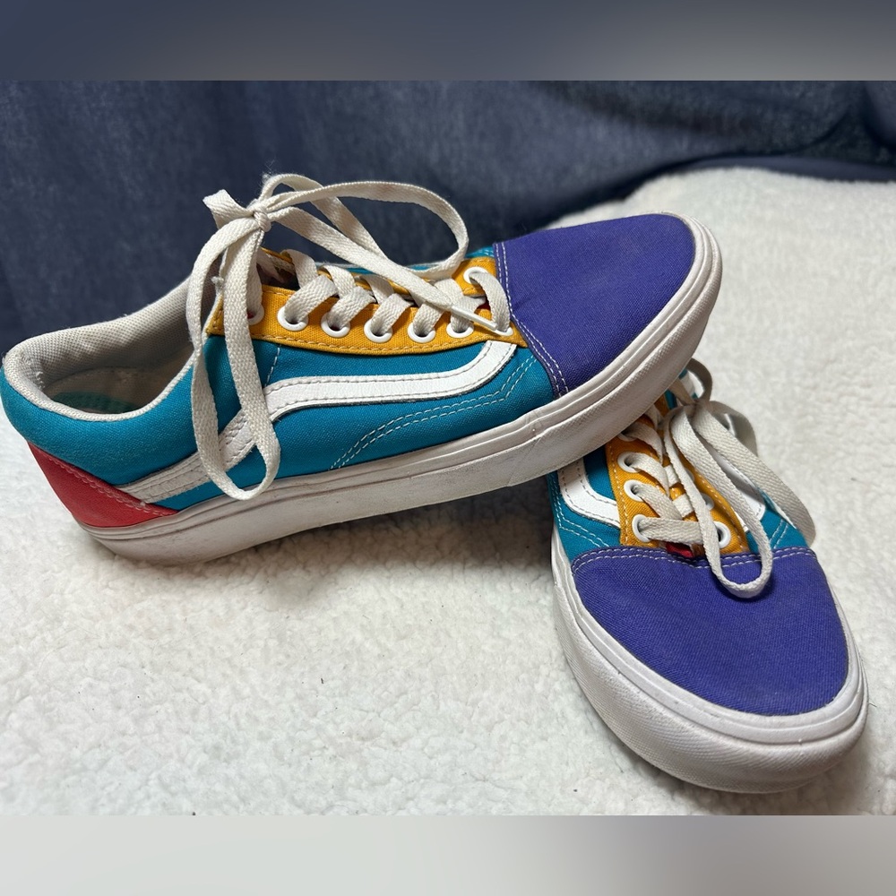 Vans ComfyCush Old Skool Sneakers with Blue and White
